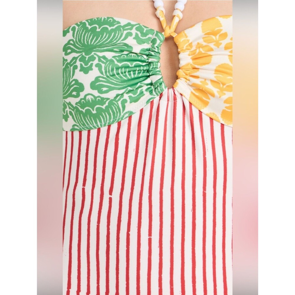 RHODE Kanika One-Piece Swimsuit Multi Colorblock Print Striped Halter XS NEW NWT - Picture 5 of 9